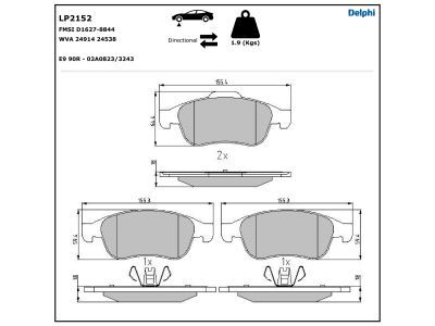 Set placute frana,frana disc LP2152 DELPHI