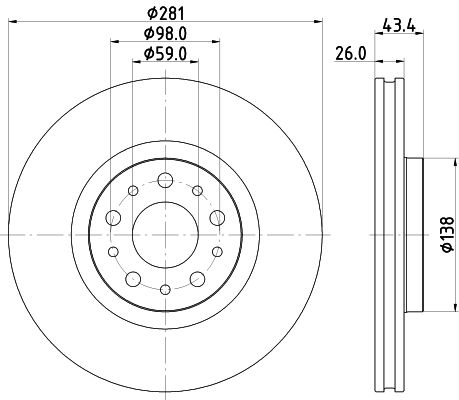 HELLA PRO FIAT Гальмівний диск передній TIPO 1.4, 1.6