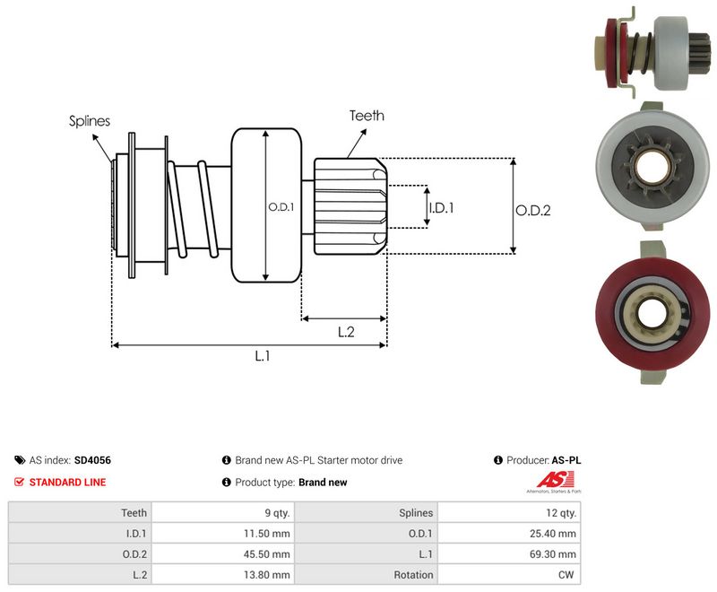 AS-PL SD4056 Freewheel Gear, starter