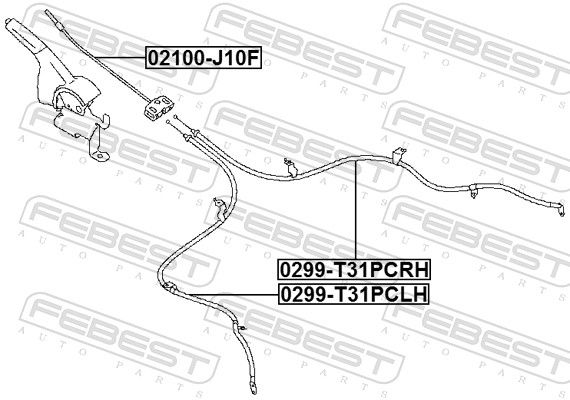 FEBEST 0299-T31PCLH Cable Pull, parking brake