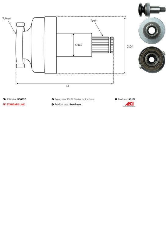AS-PL SD0337 Freewheel Gear, starter