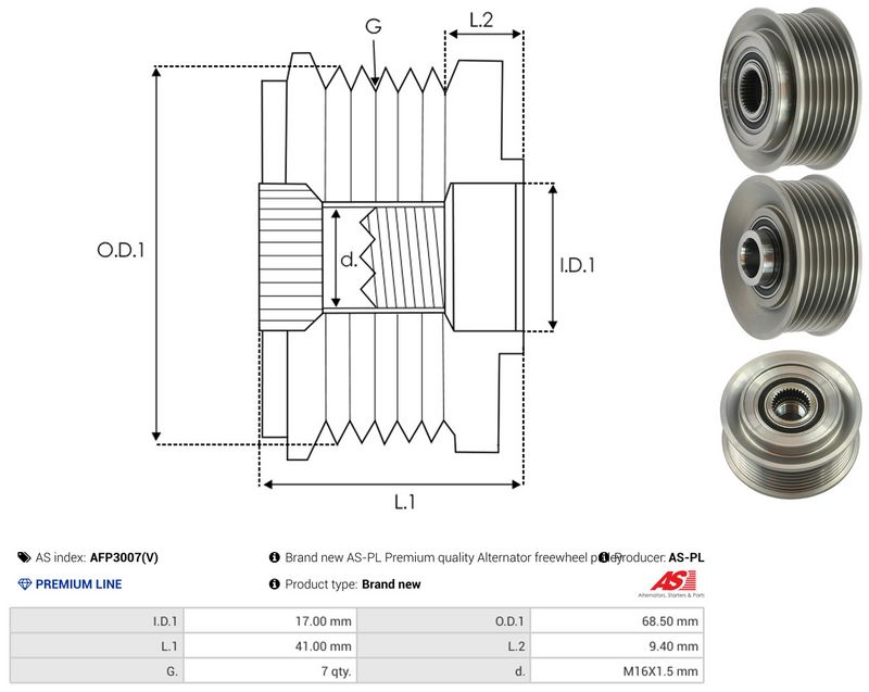 AS-PL AFP3007(V) Alternator Freewheel Clutch