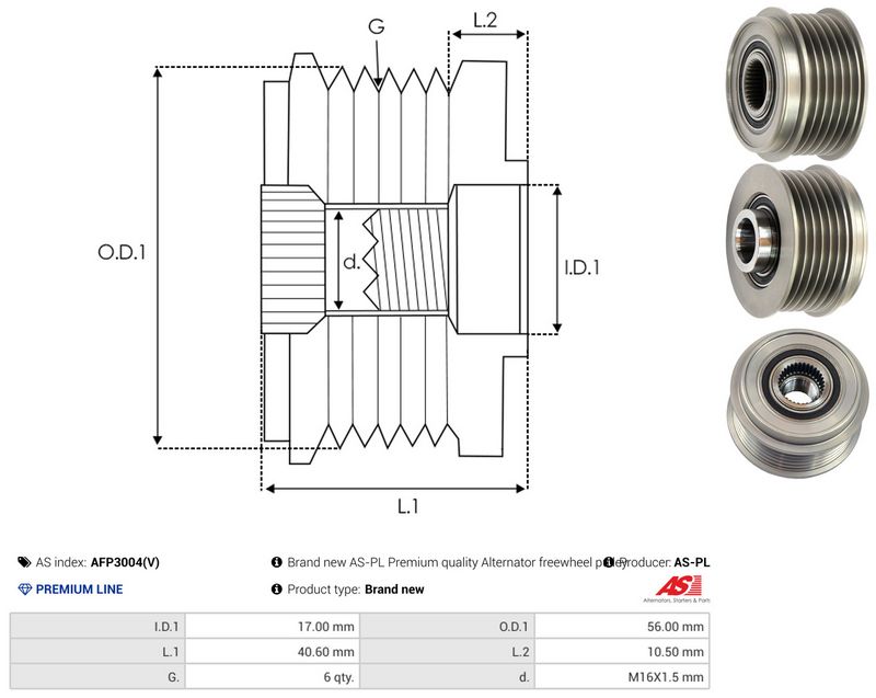 AS-PL AFP3004(V) Alternator Freewheel Clutch