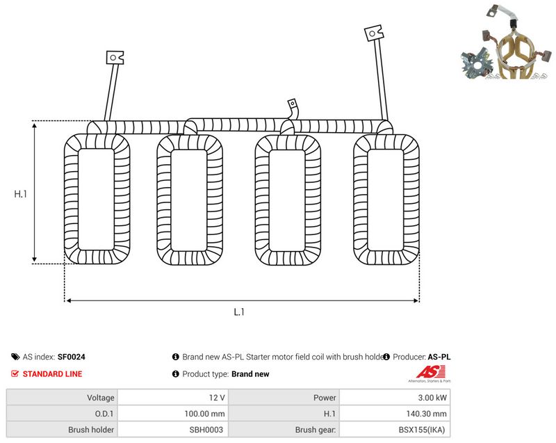 AS-PL SF0024 Holder, carbon brushes