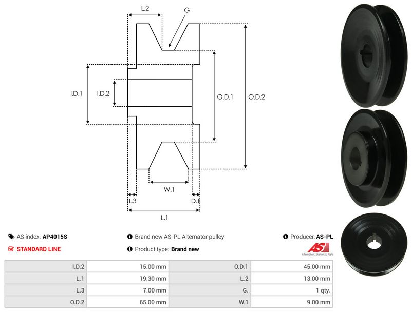 AS-PL AP4015S Belt Pulley, alternator
