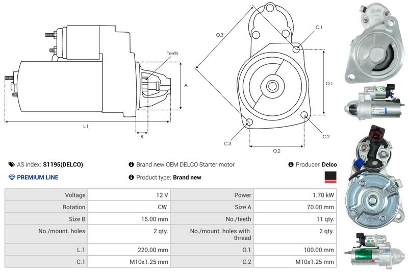 AS-PL S1195(DELCO) Starter