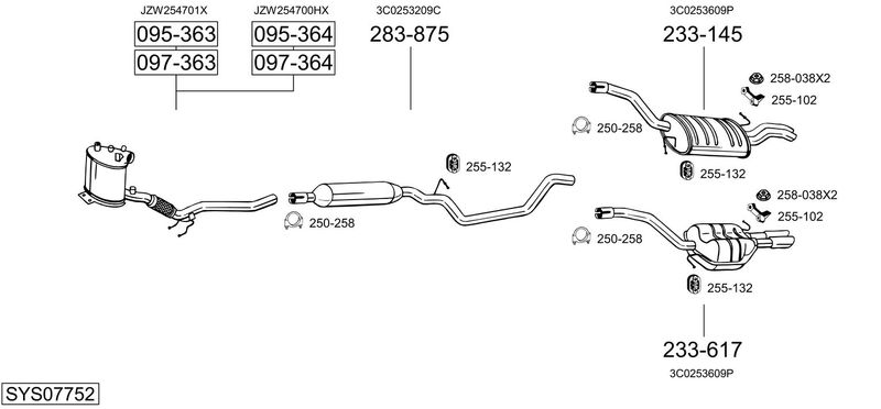 BOSAL kipufogórendszer SYS07752