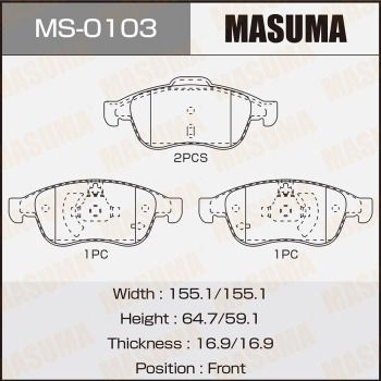 Комплект гальмівних колодок, Masuma MS-0103