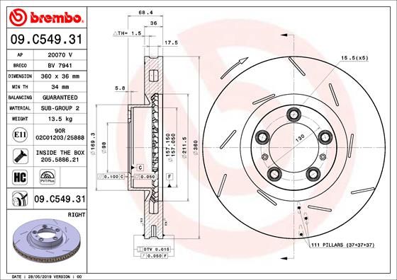 BREMBO Remschijf 09.C549.31