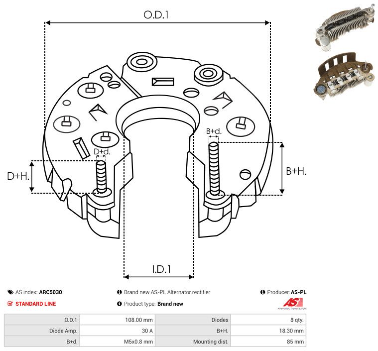 AS-PL ARC5030 Rectifier, alternator