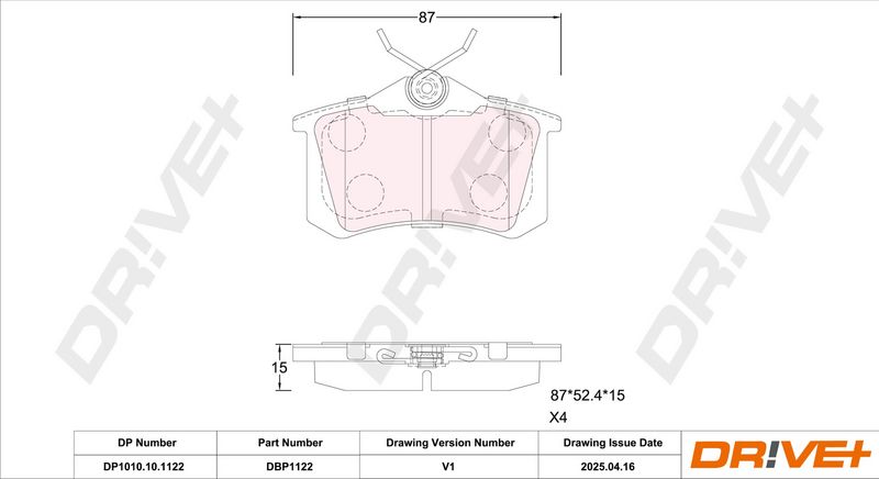 Set placute frana,frana disc DP1010.10.1122 Dr!ve+
