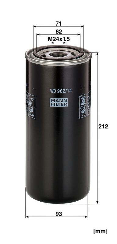 Oliefilter (geschroefd) past: KAESER BSD 62, BSD 72, BSD 81, CSD 102, CSD 122, CSD 60, CSD 75, CSD 82, CSD 82 T, M 100, M 114, M 115, M 115.C, M 121, M 122.1, M 123.1, M 500-2, M 52, M 57, M 64 G