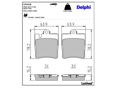 DELPHI LP1618 Brake Pad Set, disc brake