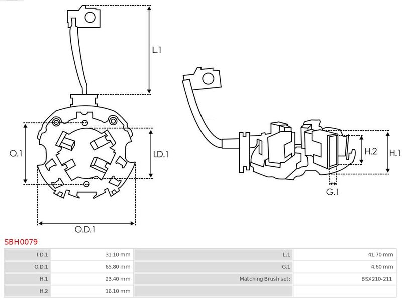 Кронштейн, вугільні щітки, Auto Starter SBH0079