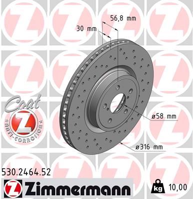 Гальмівний диск, Zimmermann 530.2464.52