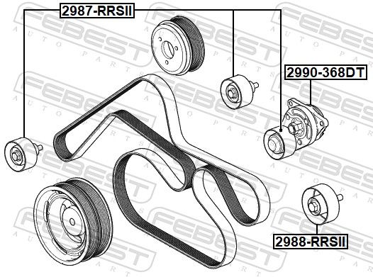 FEBEST 2990-368DT Belt Tensioner, V-ribbed belt