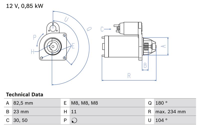 BOSCH Startmotor / Starter 0 986 011 910