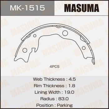 Комплект гальмівних колодок, Masuma MK1515