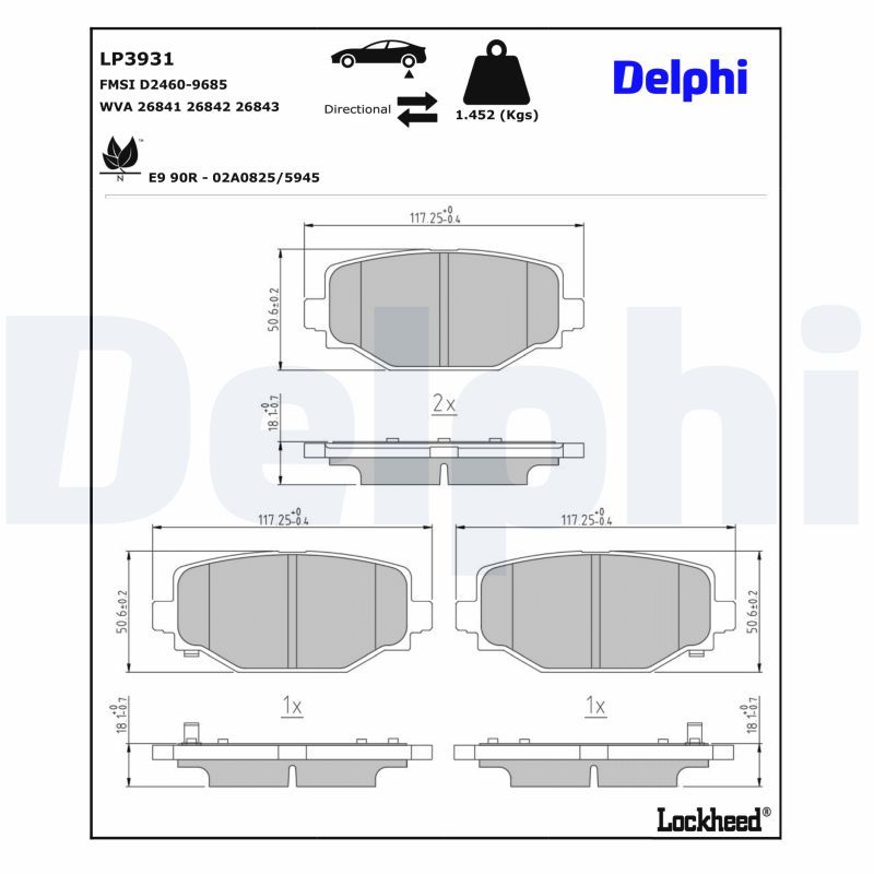 DELPHI LP3931 Brake Pad Set, disc brake