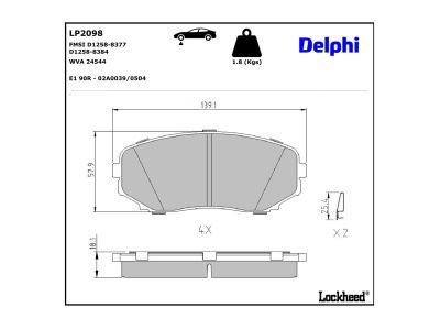 DELPHI LP2098 Brake Pad Set, disc brake