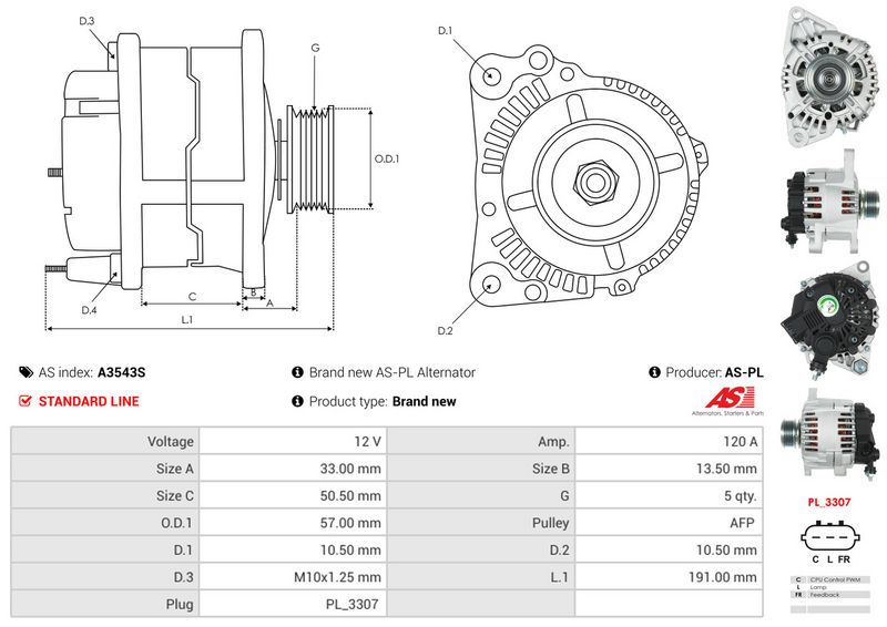 AS-PL A3543S Alternator