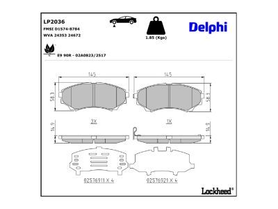 DELPHI LP2036 Brake Pad Set, disc brake