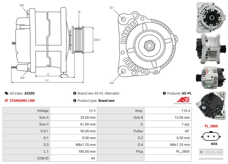 AS-PL A3320 Alternator