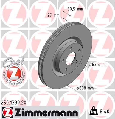 Гальмівний диск, Zimmermann 250.1399.20