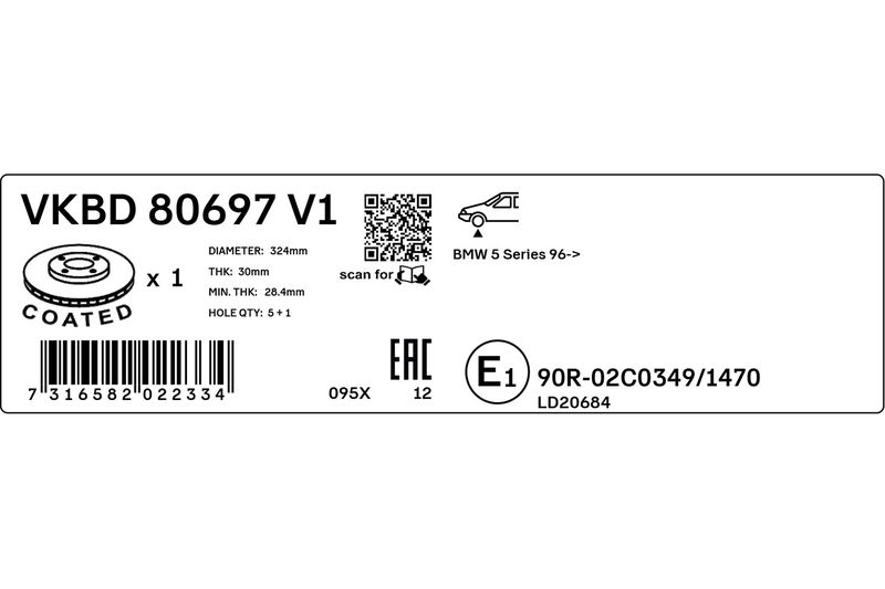 SKF VKBD 80697 V1 Brake Disc