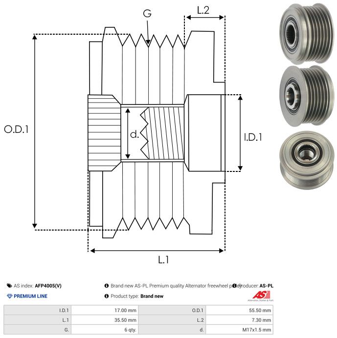 AS-PL AFP4005(V) Alternator Freewheel Clutch