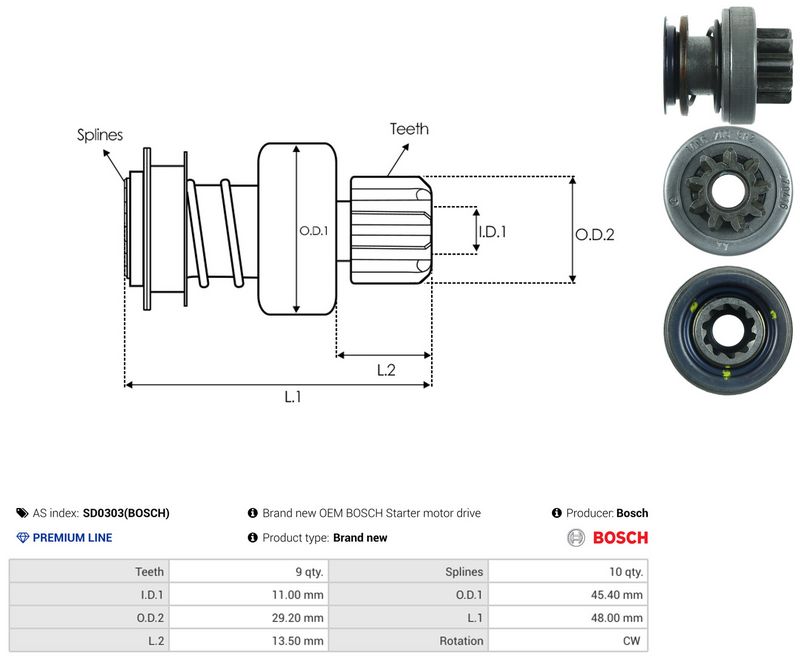 Vabajooks, starter, AS-PL SD0303(BOSCH)