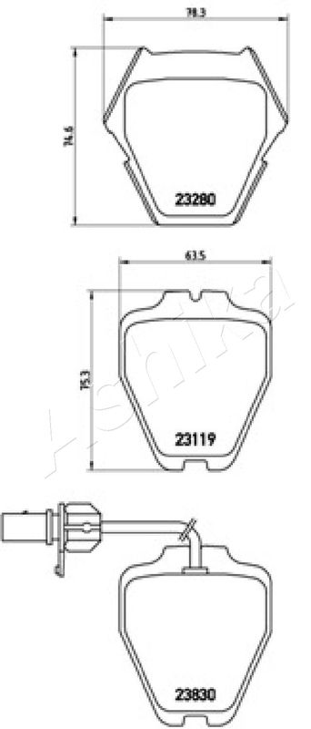 Комплект гальмівних накладок, дискове гальмо, Ashika 50-00-0912