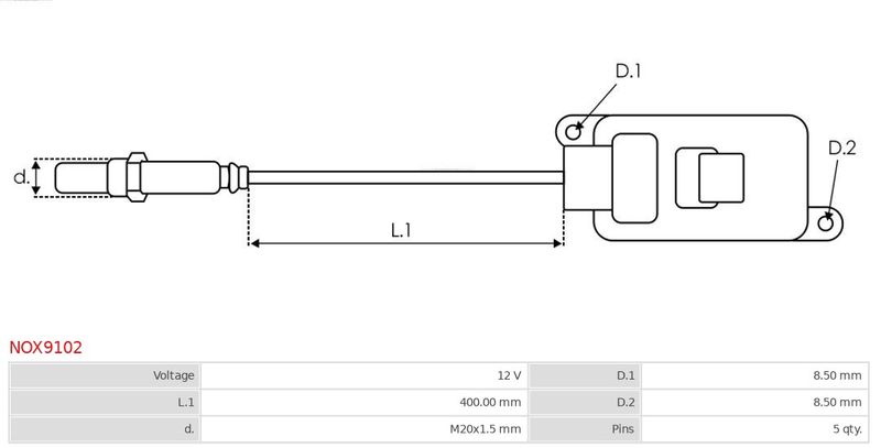 AS-PL NOX9102 NOx Sensor, urea injection