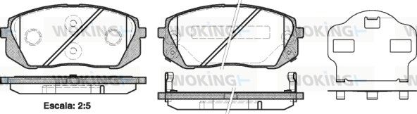 Комплект гальмівних накладок, дискове гальмо, Woking P12023.02