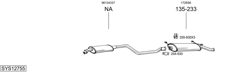 BOSAL kipufogórendszer SYS12755