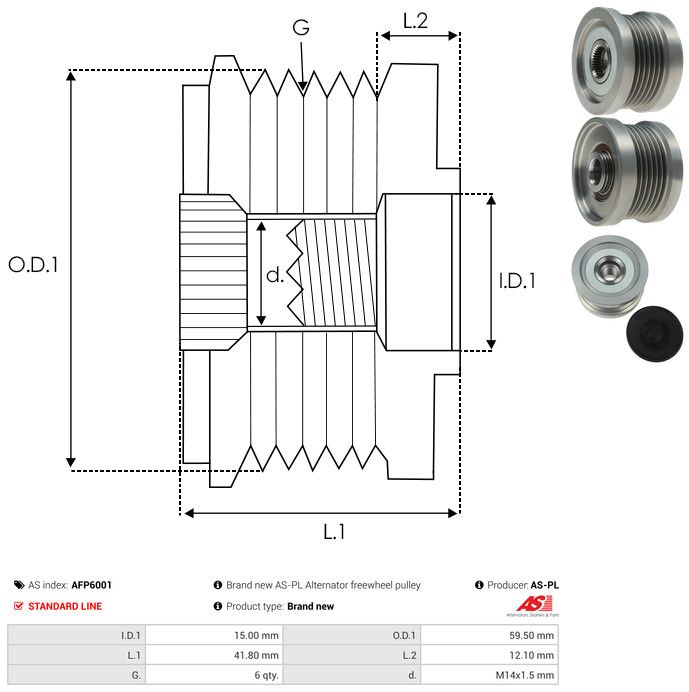 AS-PL AFP6001 Alternator Freewheel Clutch