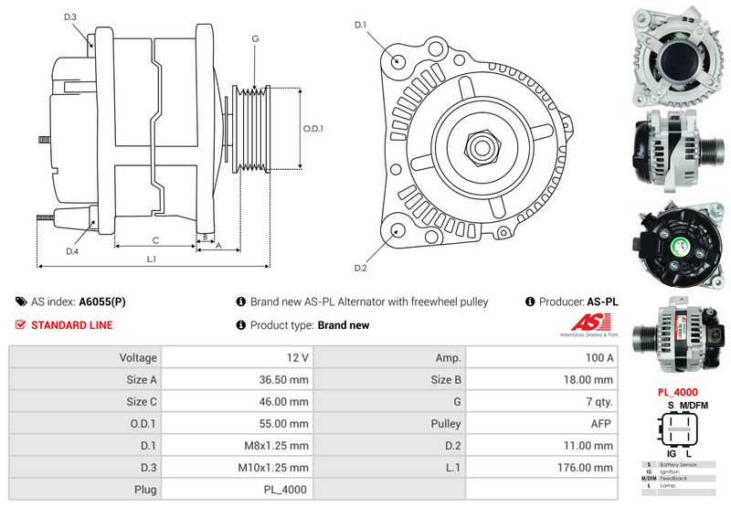 AS-PL A6055(P) Alternator