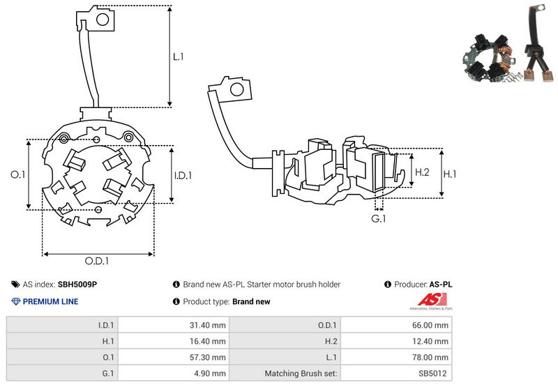 AS-PL SBH5009P Holder, carbon brushes