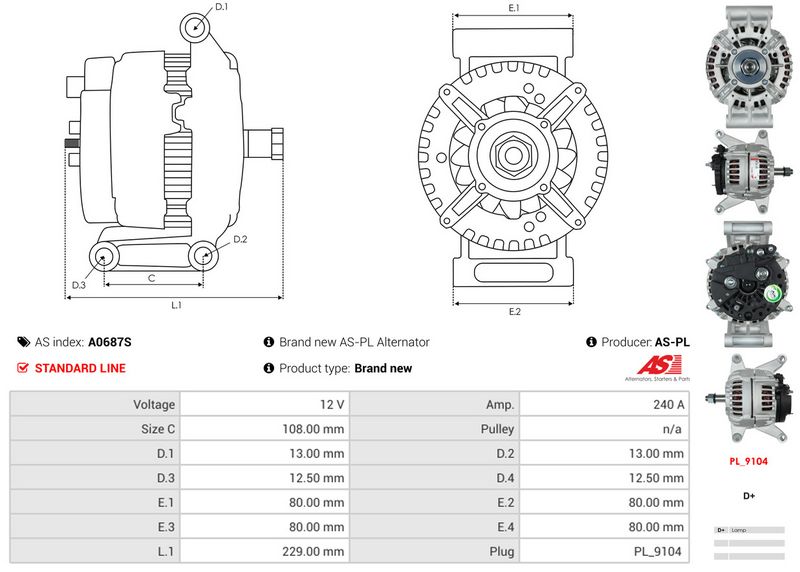 AS-PL A0687S Alternator