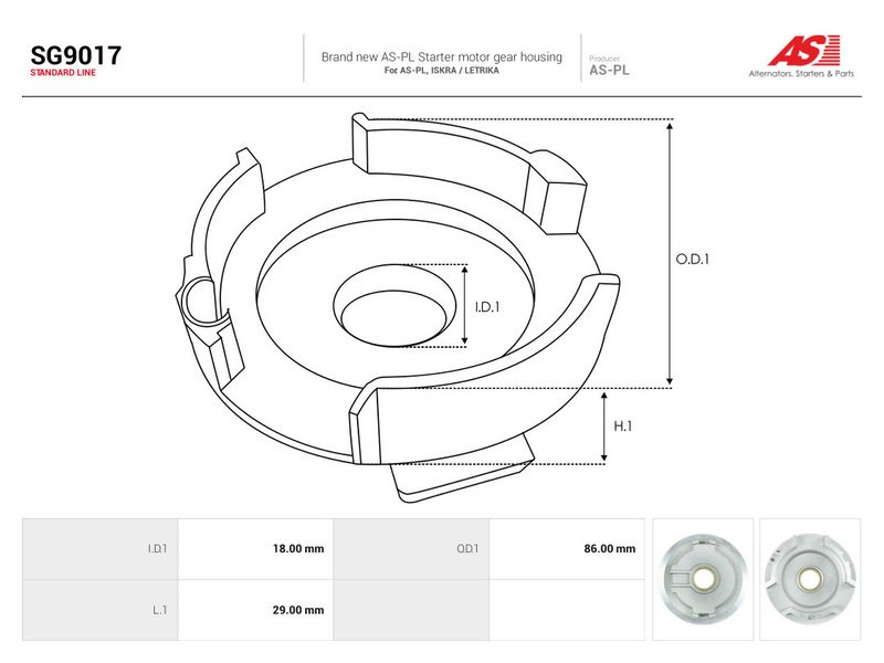 Remondikomplekt, Starter, AS-PL SG9017