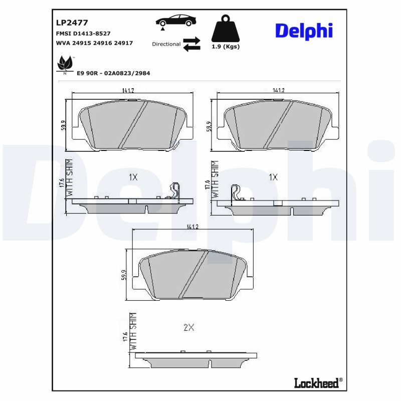 Piduriklotsi komplekt, ketaspidur, DELPHI LP2477