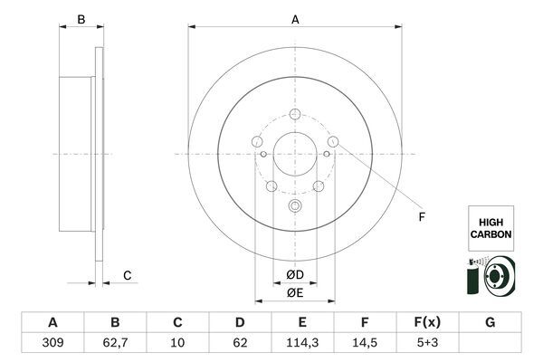 BOSCH TOYOTA диск гальмівний задн.Lexus RX 450h 09-