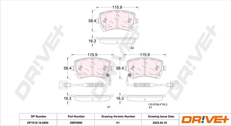 Set placute frana,frana disc DP1010.10.0890 Dr!ve+