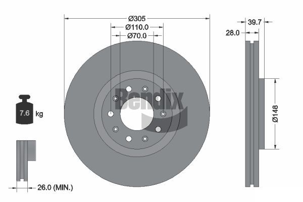 BENDIX Braking féktárcsa BDS1245