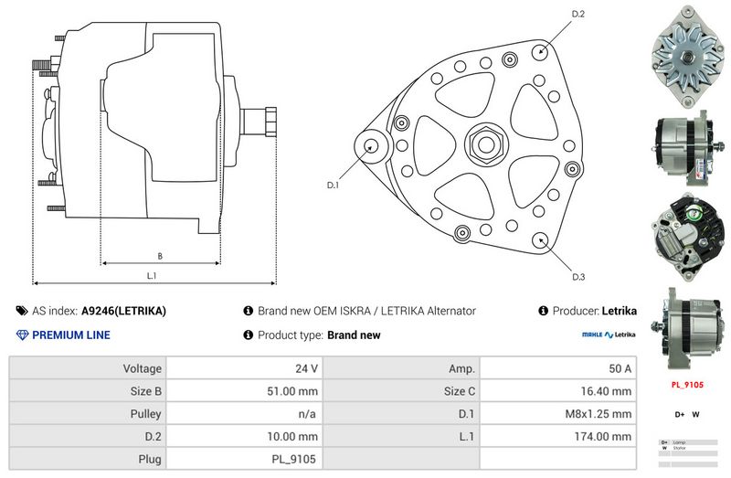 AS-PL A9246(LETRIKA) Alternator