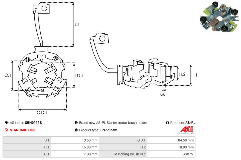 Kinnitus, süsinikuharjad, AS-PL SBH0111S
