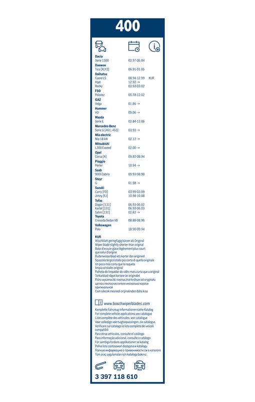 BOSCH 3 397 118 610 Wiper Blade