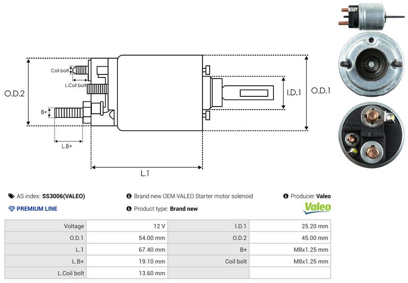 AS-PL SS3006(VALEO) Solenoid Switch, starter