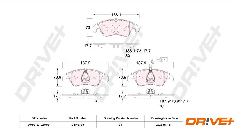 Set placute frana,frana disc DP1010.10.0799 Dr!ve+