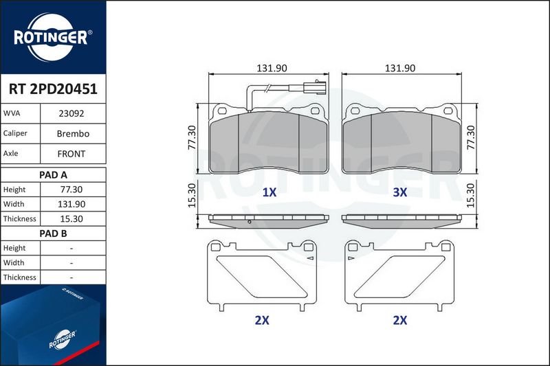 Brake pad set, disc brake